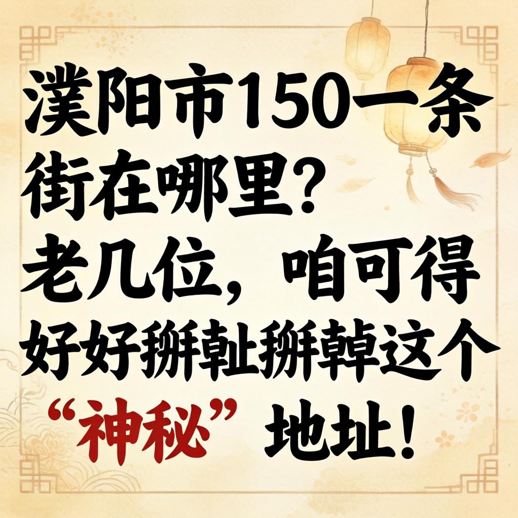 濮阳市150一条街在哪?老几位,咱可得好好掰扯掰扯这个“神秘”地址!