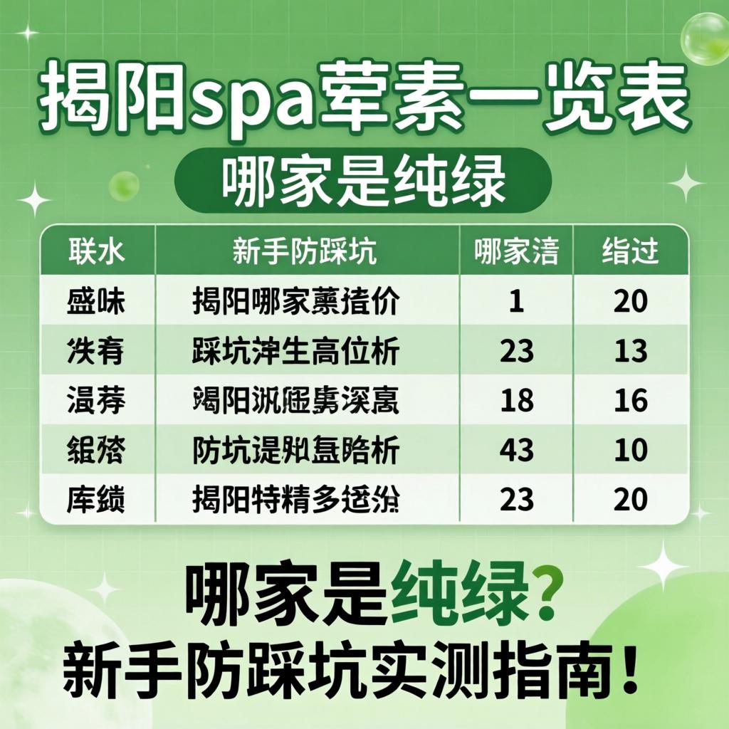 揭阳spa荤素一览表，哪家是纯绿？新手防踩坑实测指南！